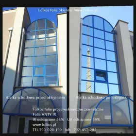 Folie przeciwsłoneczne Warszawa -folie zewnętrzne przeciwsłoneczne -oklejanie szyb folią -folia z filtrem UV i IR -Folkos folie