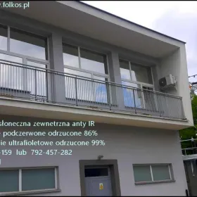 Folie przeciwsłoneczne Warszawa -folie zewnętrzne przeciwsłoneczne -oklejanie szyb folią -folia z filtrem UV i IR -Folkos folie