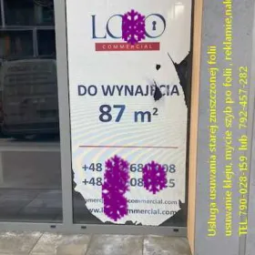 Usuwanie folii z szyb, witryn, przeszkleń- demontaż reklamy, naklejek, napisów, folii, kleju Warszawa